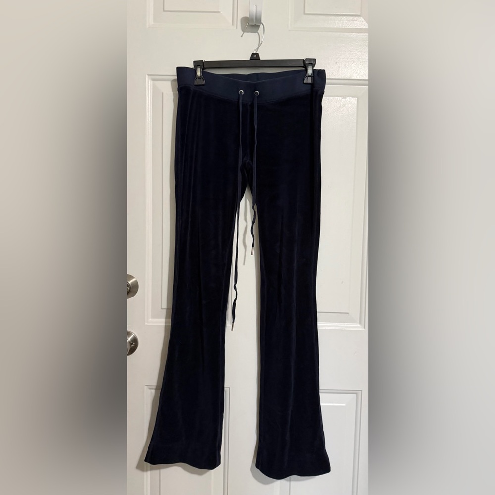 Juicy Couture Navy Velvet Flared Track Pants